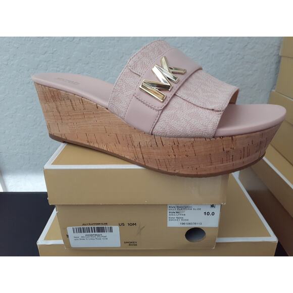 Michael Kors Jilly Platform Slide Smokey Rose 10 M Sandal - Picture 2 of 2